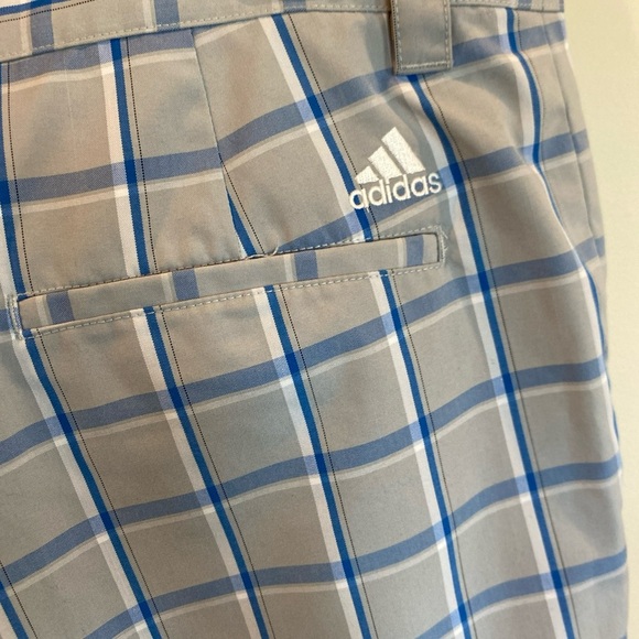 ADIDAS CLIMALITE Mens Gray Blue PLAID GOLF SHORTS SIZE 38 - Picture 5 of 5